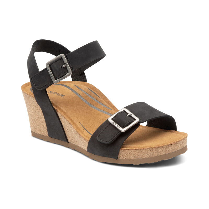 Lexa Wedge Sandal with Quarter Strap – with non-slip outsole.