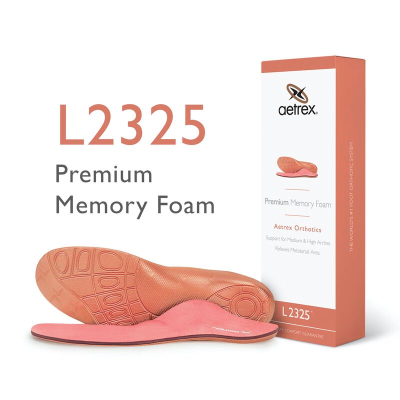 L2325 Women's Premium Memory Foam Insole – Flat Feet with Metatarsal Support (front view).