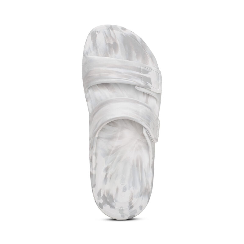 Milos Men's Sandal – in white, with an adjustable strap (front view).