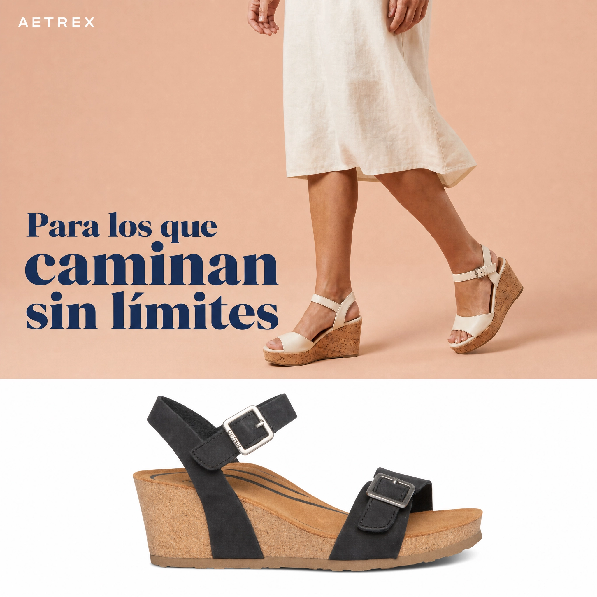 Lexa Wedge Sandal with Quarter Strap (front view).