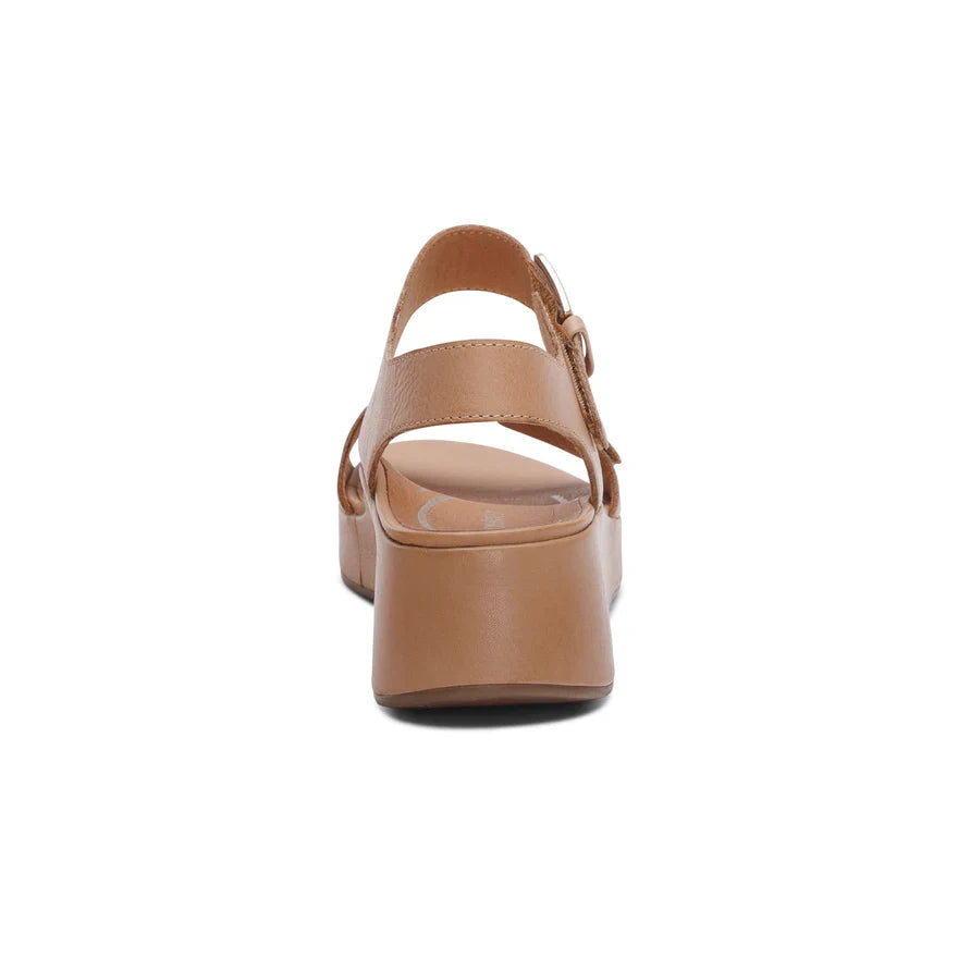 Ariel Wedge Sandal with Adjustable Strap – in beige, with non-slip outsole.