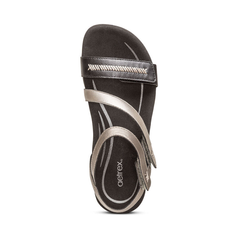 Gabby Adjustable Strap Sandal – Leather (close-up).