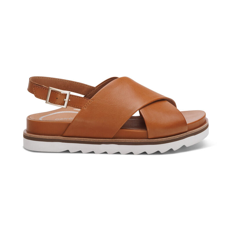Thea Flat Cork Sandal with Back Strap (side view).