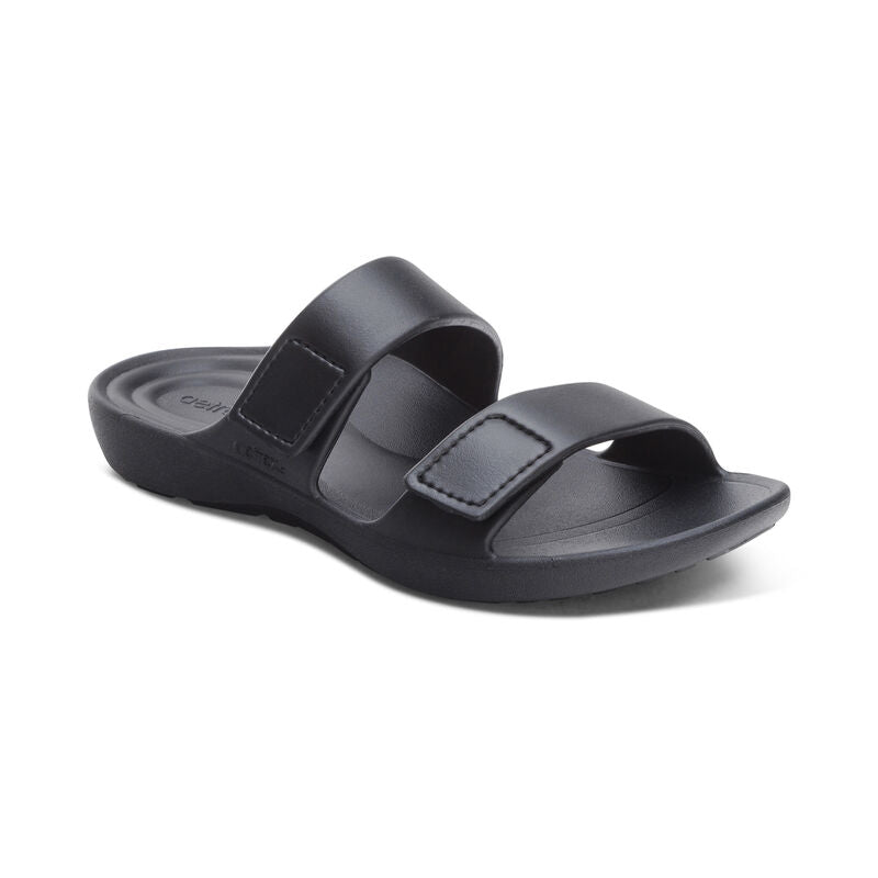 Kaia Two-Band Sandal – in white (side view).