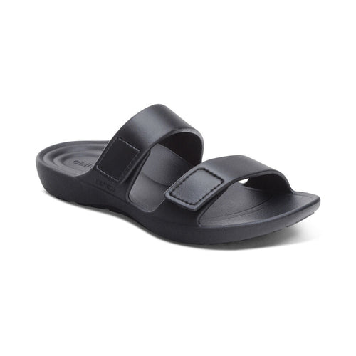Kaia Two-Band Sandal – in white (side view).