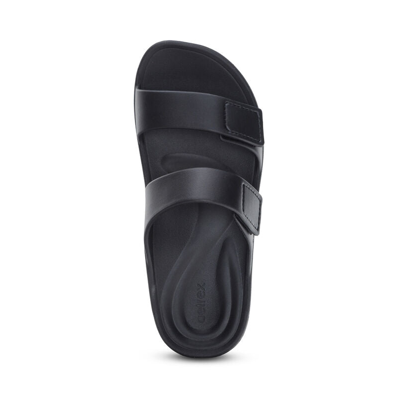 Kaia Two-Band Sandal – in beige, with non-slip outsole.