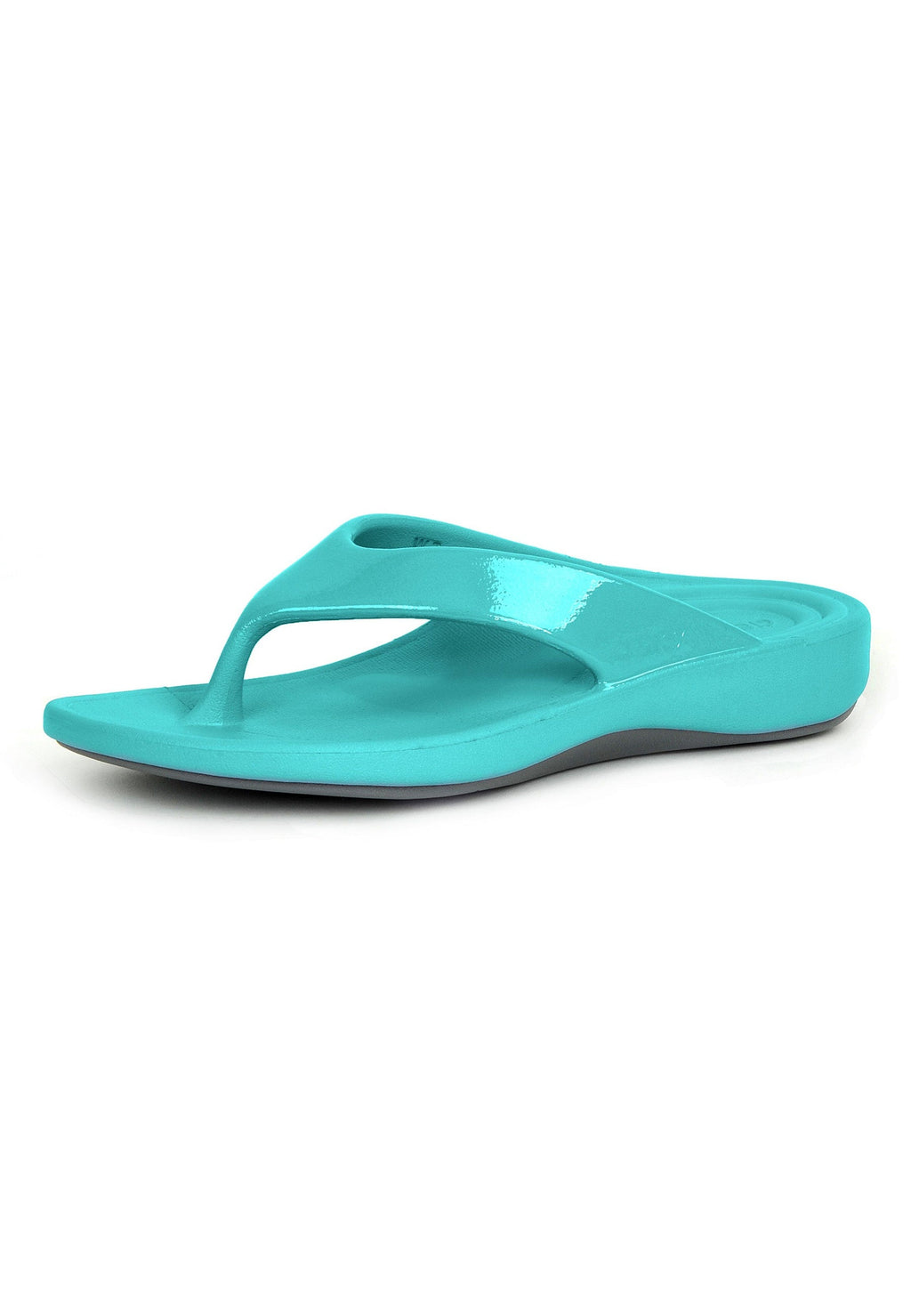 Maui Women's "SkyCloud" Flip-Flops – in aqua (side view).